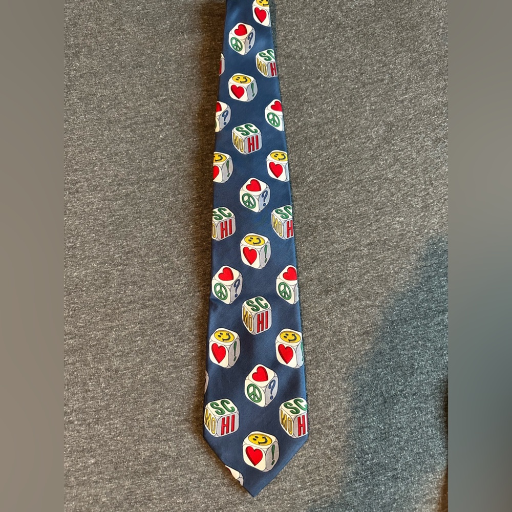 Moschino Silk Tie Dice Pattern